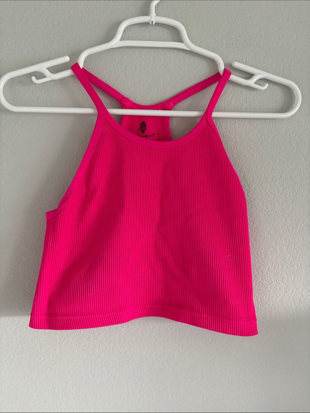Free People Movement Happiness Runs Hot Pink Ribbed Cropped Tank Top